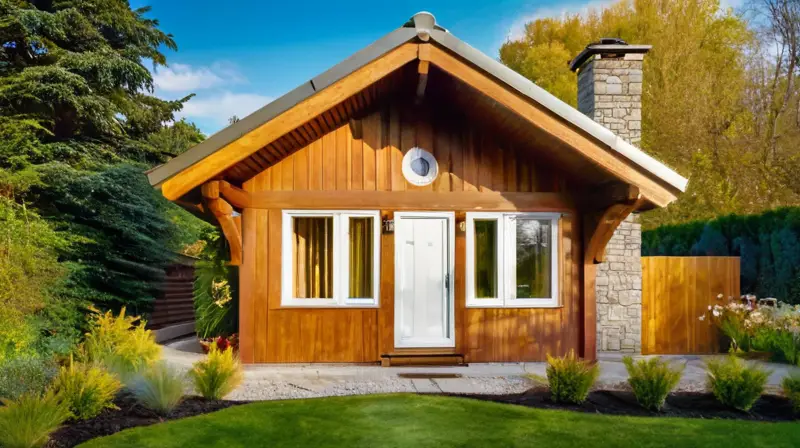 Casa de madera acogedora rodeada de naturaleza