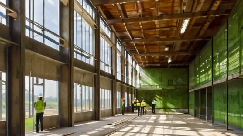 Obra moderna: acero, trabajadores y naturaleza