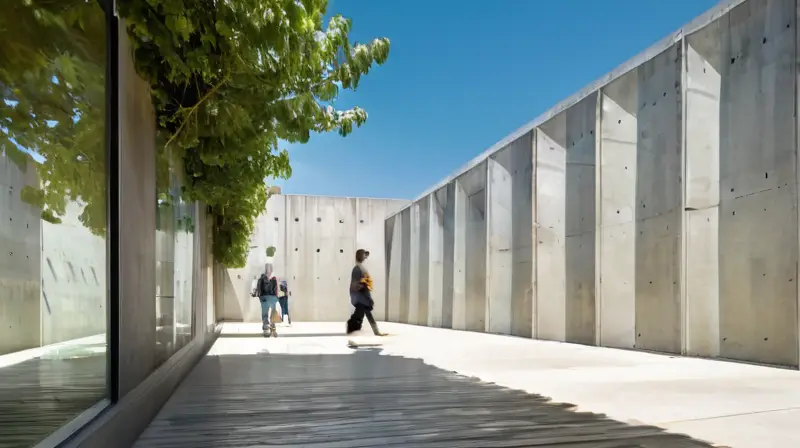 Estructuras de concreto contrastan con vegetación