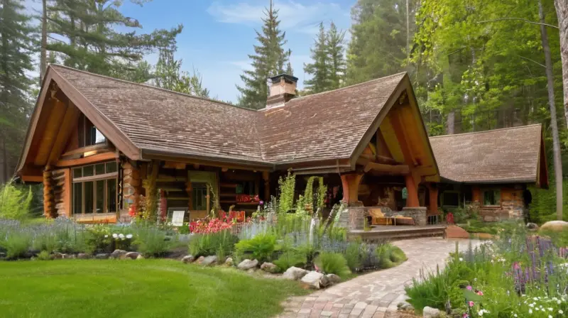 Casa de madera armoniosamente integrada en la naturaleza