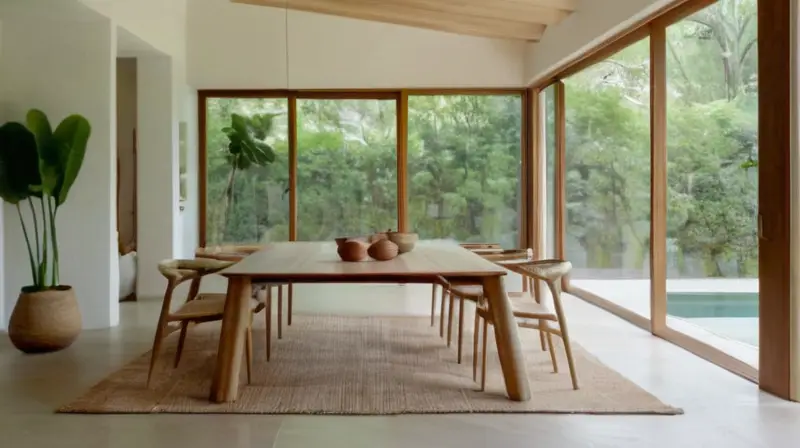 Habitación moderna y luminosa con naturaleza