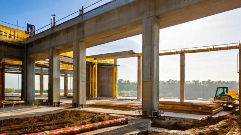 Sitio de construcción moderno y bullicioso