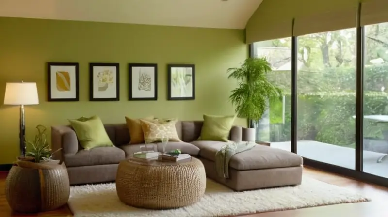 Sala luminosa y minimalista con plantas