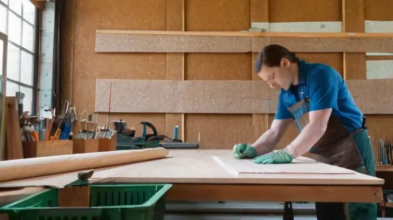 Taller luminoso y ordenado con materiales y herramientas