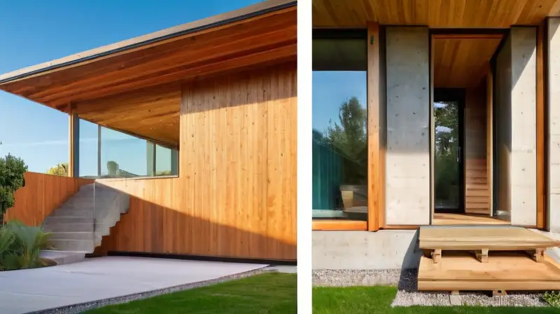 Dos casas contrastantes: madera y concreto
