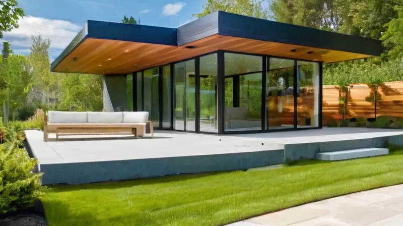 Casa prefabricada moderna integrada con naturaleza