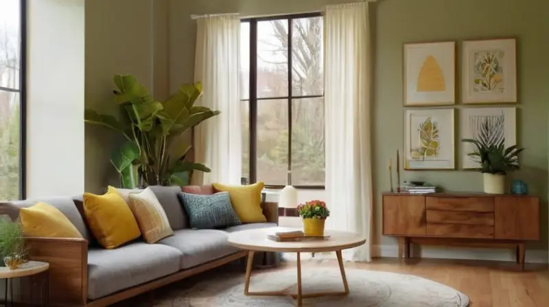 Sala acogedora y luminosa con muebles elegantes